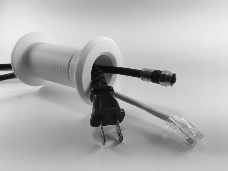 JimysCo 1.20" ID Cable Pass Through Wall Port 3 5/8" - 5 1/4" Wall Thickness (White) - Pass Cables from one Side of a Wall or Barrier to The Other. - Image 1